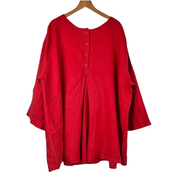 New FLAX Back Up Linen Tunic Shirt 3G 3X Cherry Red - Picture 6 of 9